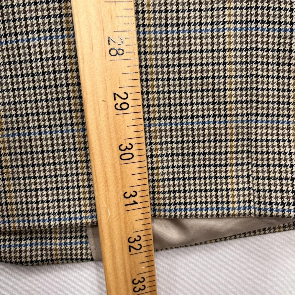 Hart Schaffner Marx Sport Coat Houndstooth Plaid Blazer Brown Blue Mens 46R